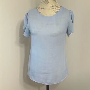 Petal Sleeve Chiffon Shirt, Women’s Medium, dusty blue.